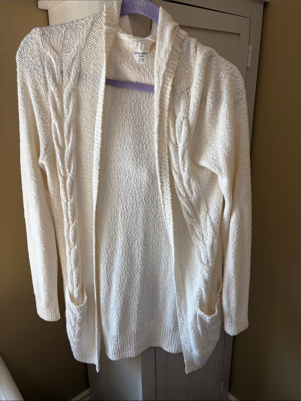 Abercrombie Kids Open-Front Cable Knit Girls Sweater Cardigan 15/16